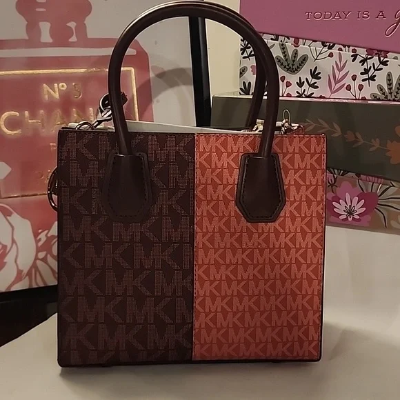 Michael Kors Two-Tone Dark Burgundy and Mauve mini crossbody satchel.NWT